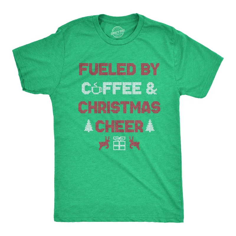 Men's soft-touch t-shirt-Fueled By Coffee And Christmas Cheer Men's T Shirt