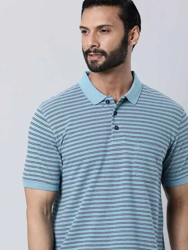 Men's adventure-ready office polo shirt-Men Striped Polo T-Shirt