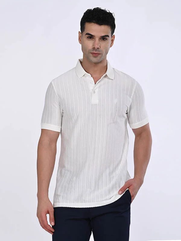 Men's high-performance travel polo shirt-Men Striped Polo T-Shirt