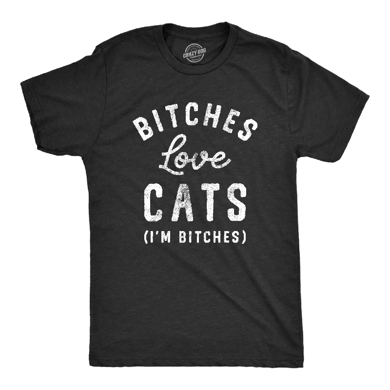 Men's eco-friendly fabric t-shirt-Bitches Love Cats Men's T Shirt