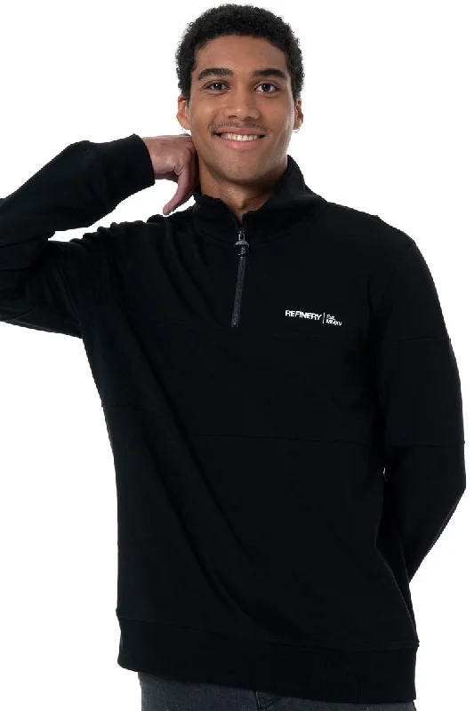 Men's football sweatshirt-Quarter Zip Sweatshirt _ 158313 _ Black