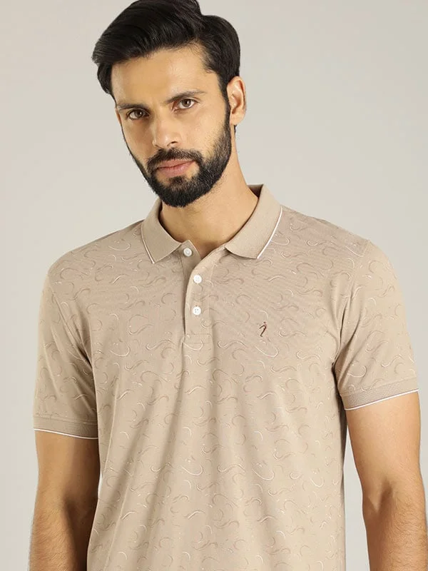 Men's tech-fabric casual wear polo shirt-Men Printed Polo T-Shirt