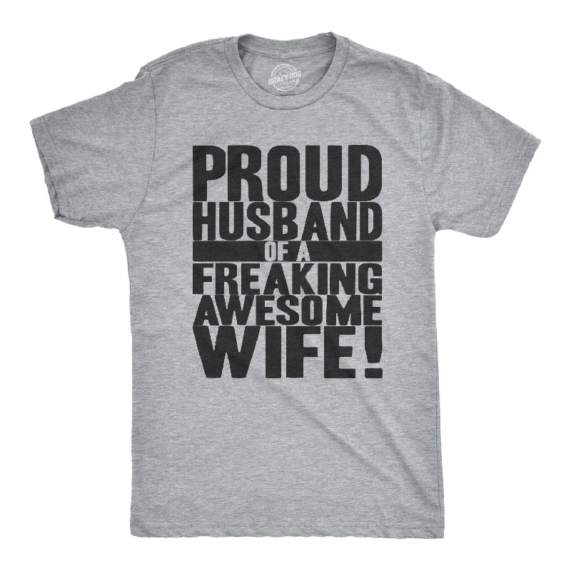 Men's athletic fit t-shirt-Proud Husband of a Freaking Awesome Wife Men's T Shirt