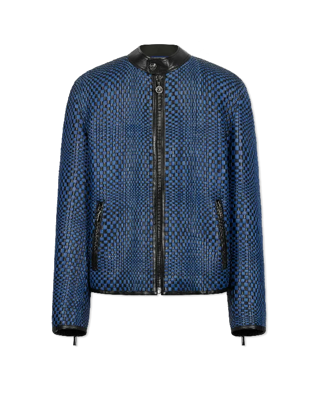 Men's relaxed fit raincoat-Runway Handwoven Leather Jacket