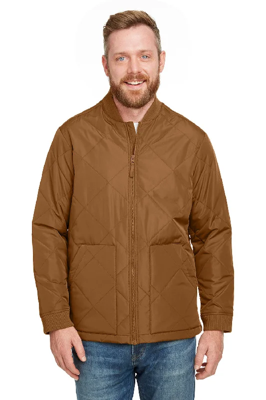 Men's breathable utility coat-Harriton Mens Dockside Water Resistant Insulated Full Zip Jacket - Duck Brown