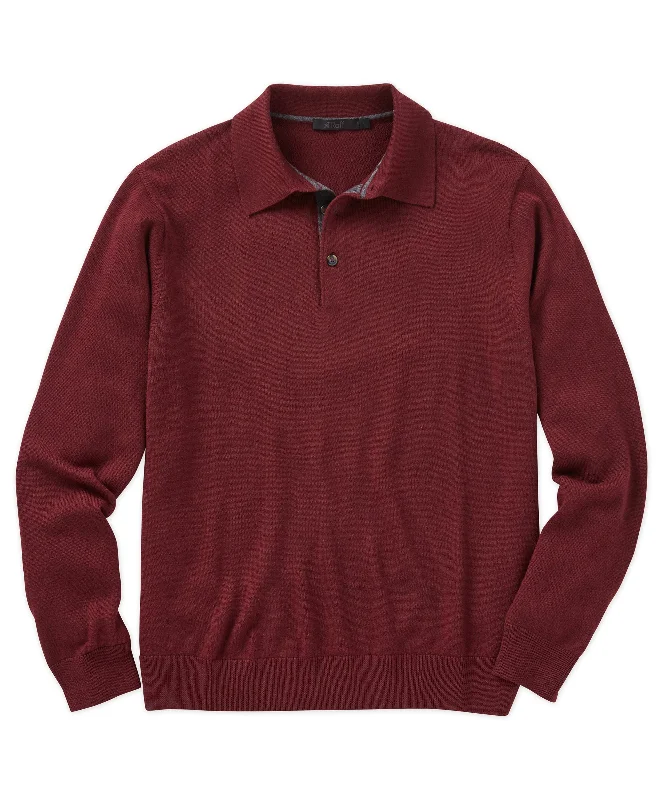 Men's relaxed fit office wear polo shirt-Raffi Merino Wool Polo Sweater