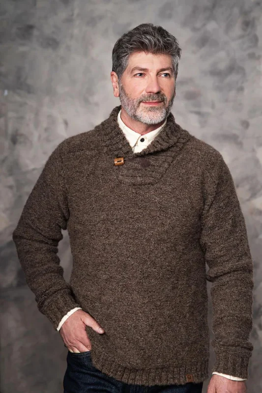 Men's classic knit-Orizon - Appalaches Men's Sweater - Taupe Brown