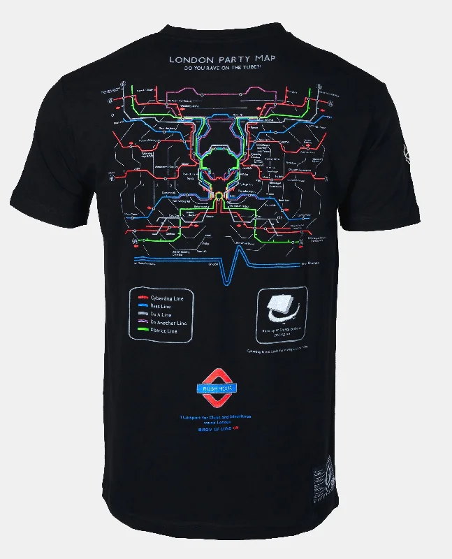 Men's eco-friendly fabric t-shirt-PARTY MAP T-SHIRT MENS BLACK