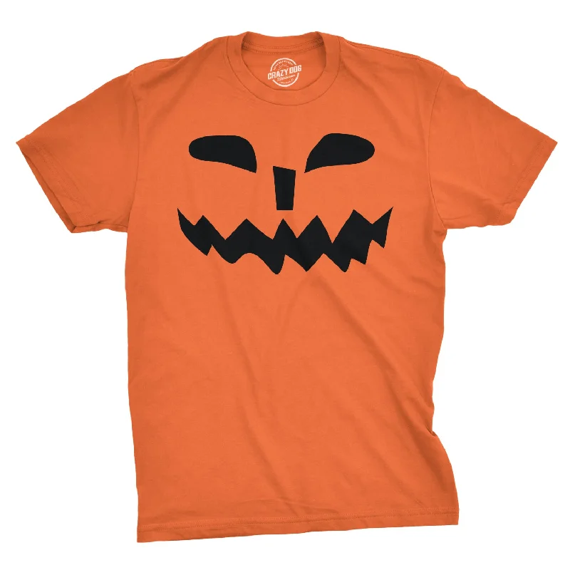 Men's organic fabric t-shirt-Spikey Teeth Pumpkin Face Men's T Shirt