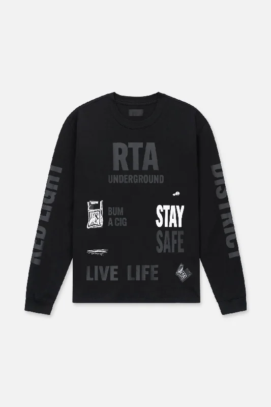 Men's casual wear t-shirt-LAWRENCE LONG SLEEVE TEE | BLACK RTA UNDERGROUND