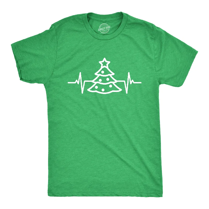 Men's pre-shrunk t-shirt-Christmas Tree Heart Beat Men's T Shirt