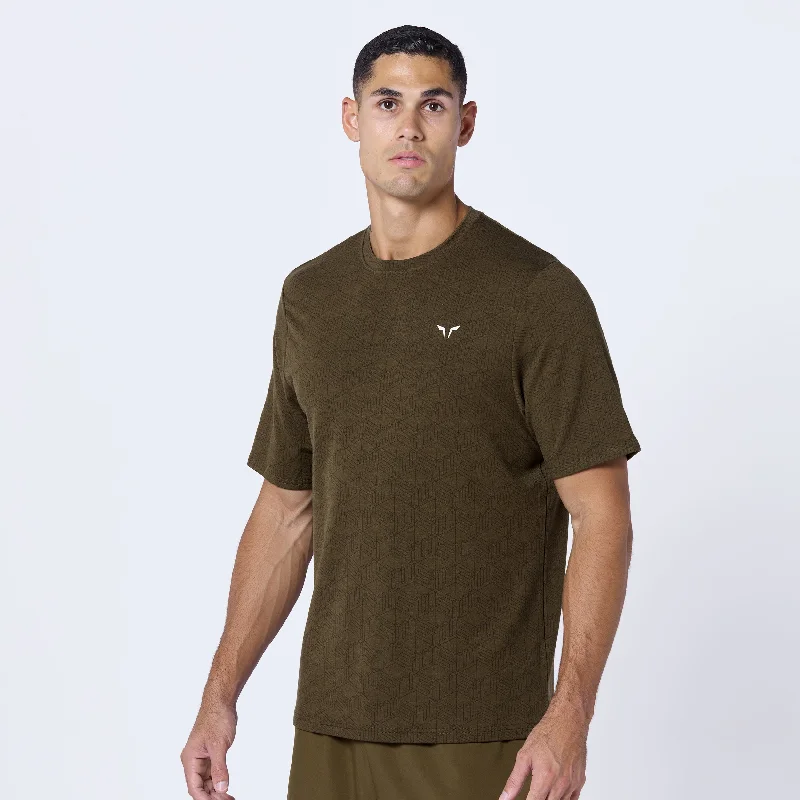 Men's sport-inspired t-shirt-Essential Active Tee - Dark Olive Print