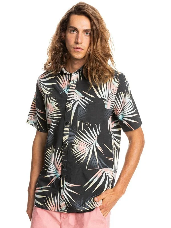 Men's eco-conscious casual wear shirt-Quiksilver Short Sleeve Men's Woven Shirts Allover Printed