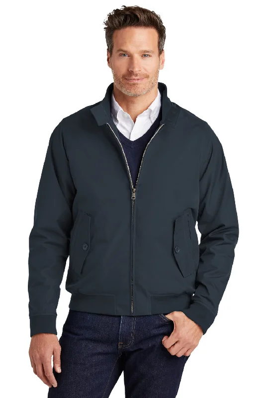 Men's fashion-forward fleece jacket-Brooks Brothers Mens Water Resistant Full Zip Bomber Jacket - Night Navy Blue