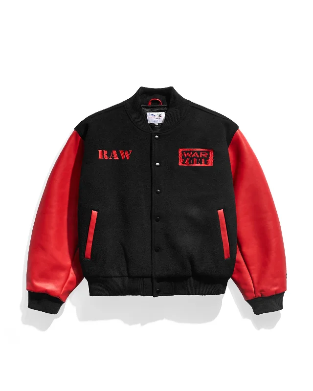 Men's fashion-forward raincoat-Raw Is War Retro Varsity Jacket