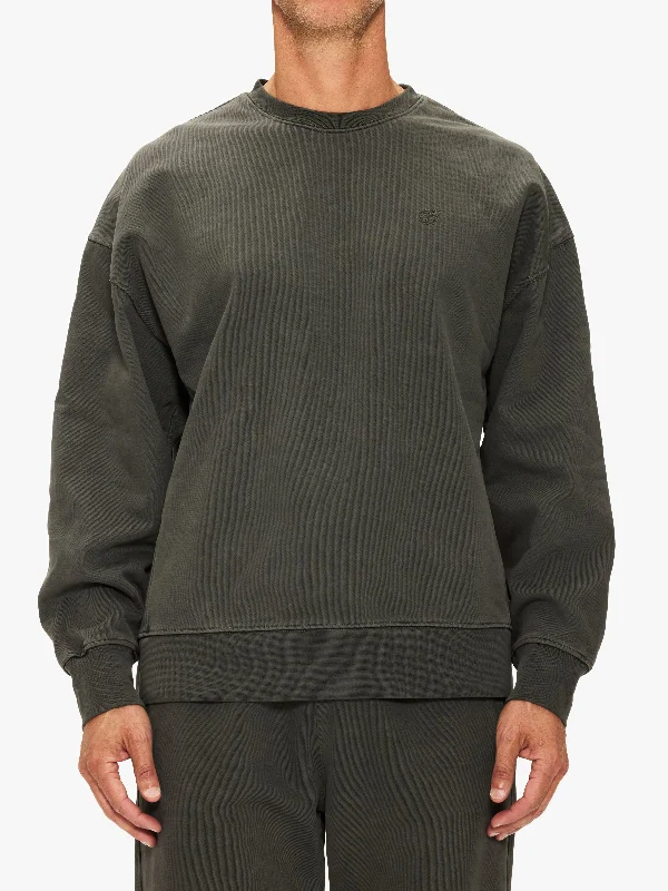 Men's trendy sweatshirt-Saturdays Ari Pigment Dyed Crew