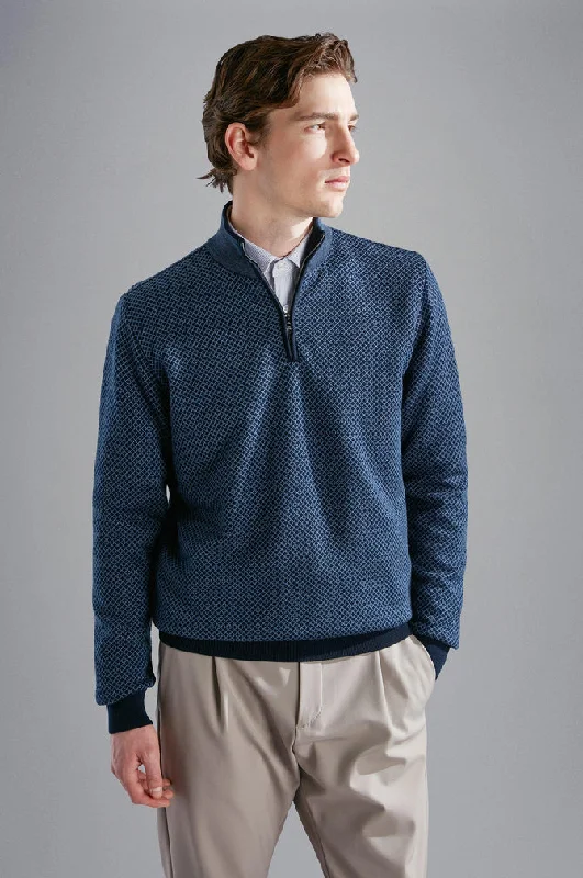 Men's all-season knitwear-Wool Half Zip Sweater 14311131