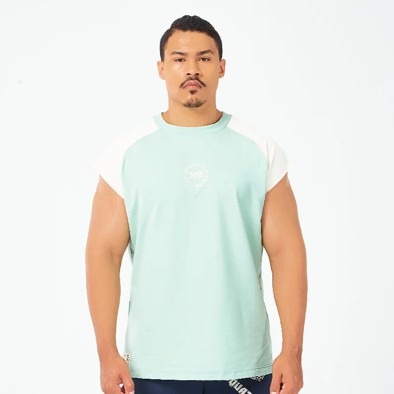 Men's comfy lounge t-shirt-Golden Era Throwback Tee - Aqua Foam